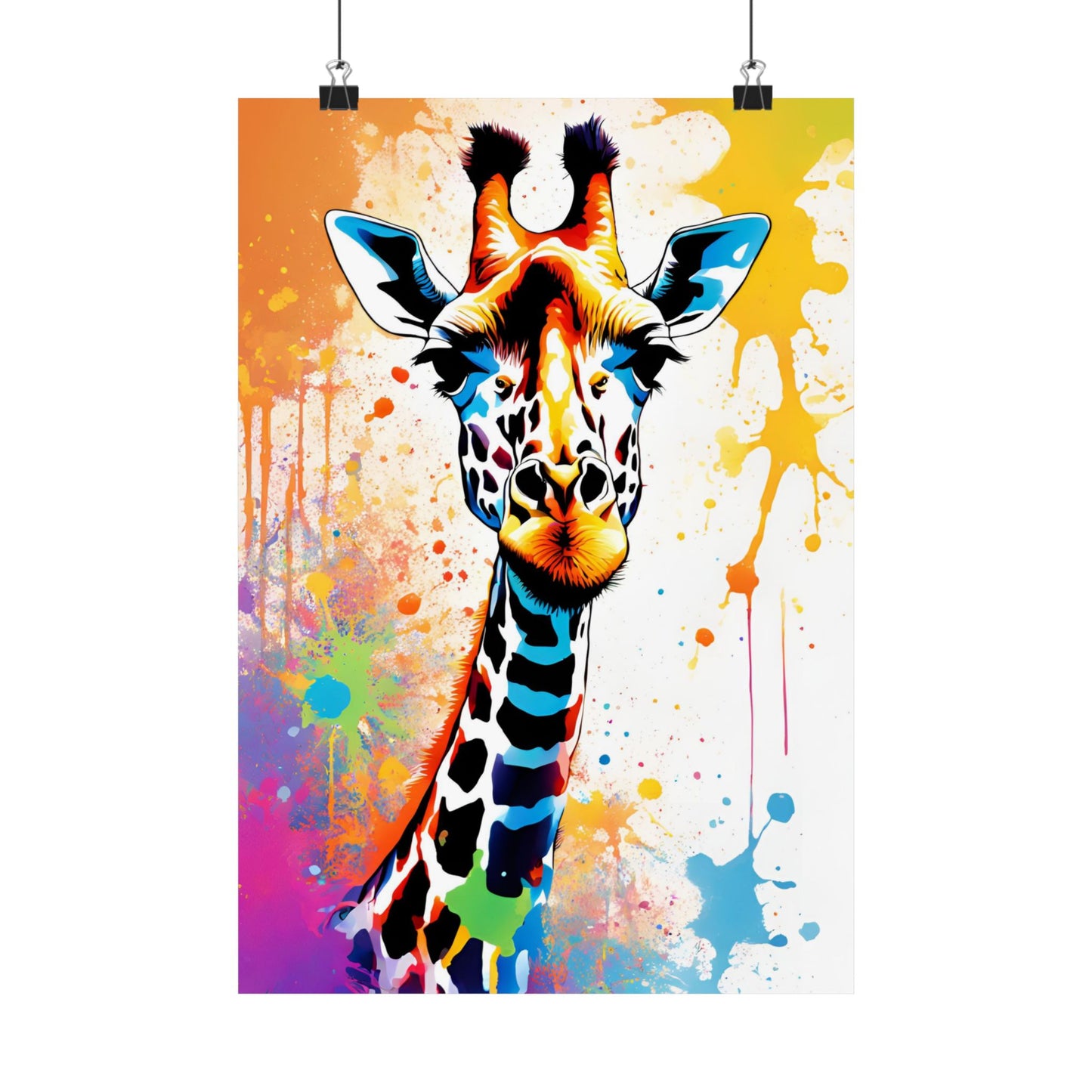 Multicolored Giraffe 07 Matte Vertical Poster