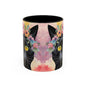 Floral Black Cat 02 Accent Coffee Mug - 11oz Perfect for Cat Lovers & Gifts