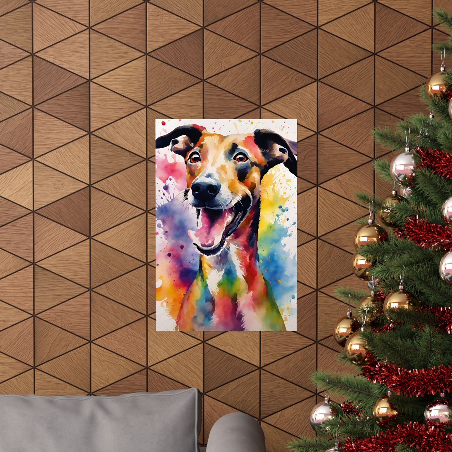 Multicolored Goofy Greyhound 01 Matte Vertical Poster