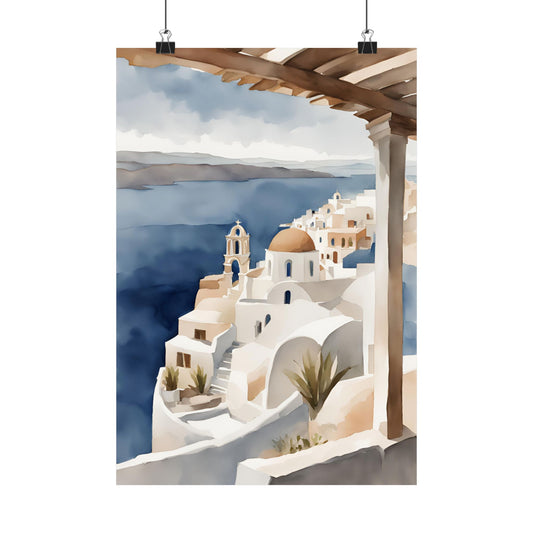 Abstract Greek rooftops 2 Matte Vertical Poster