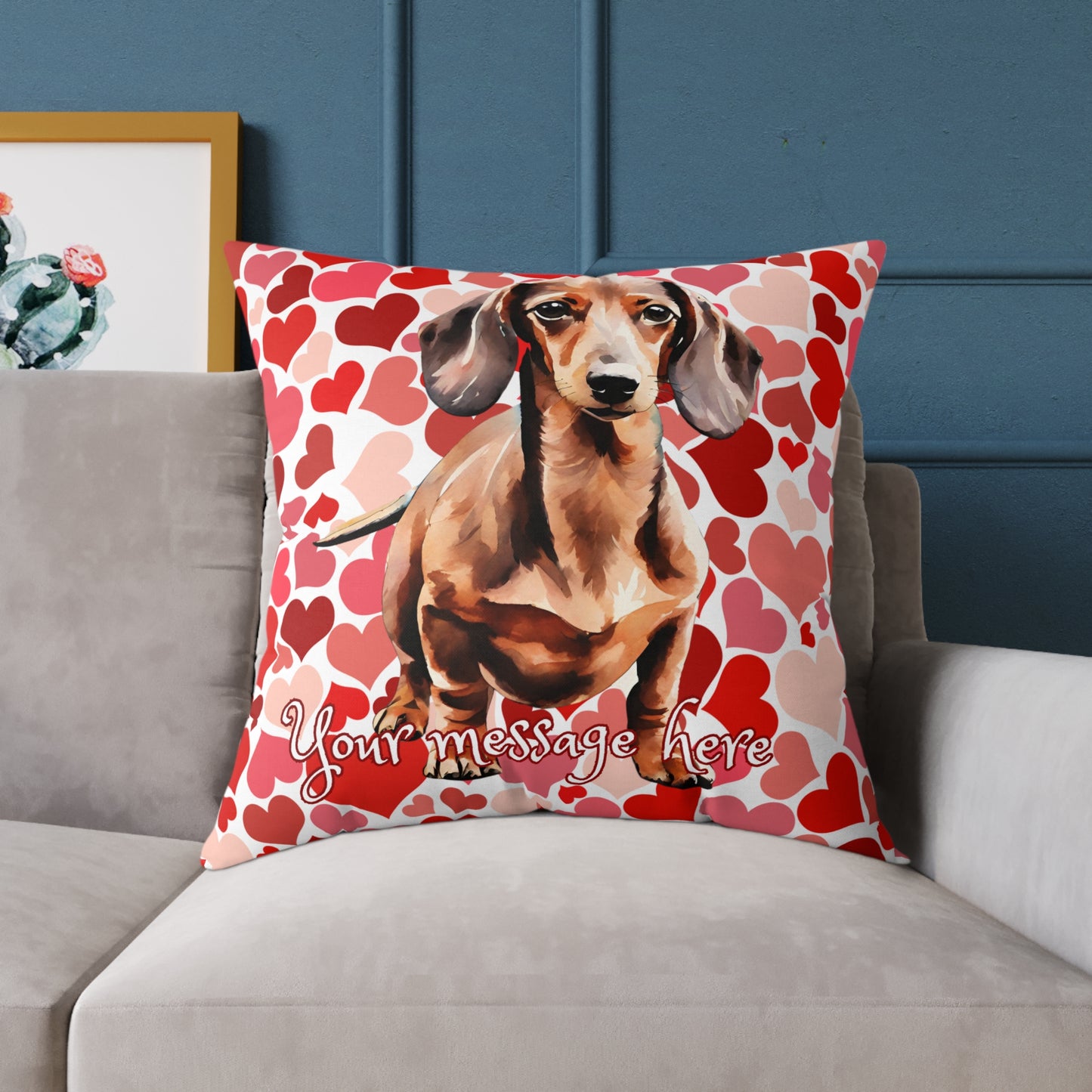Personalized Valentine Dachshund Poly Cushion/Pillow 5 sizes