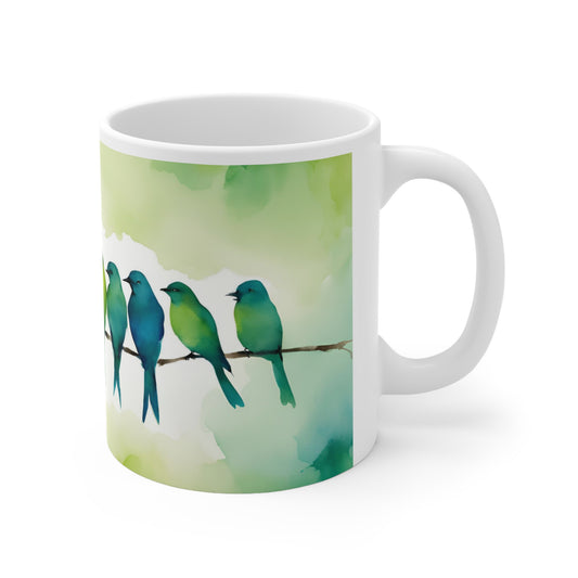 Birdies In A Row 04 Mug - Nature's Beauty Collection