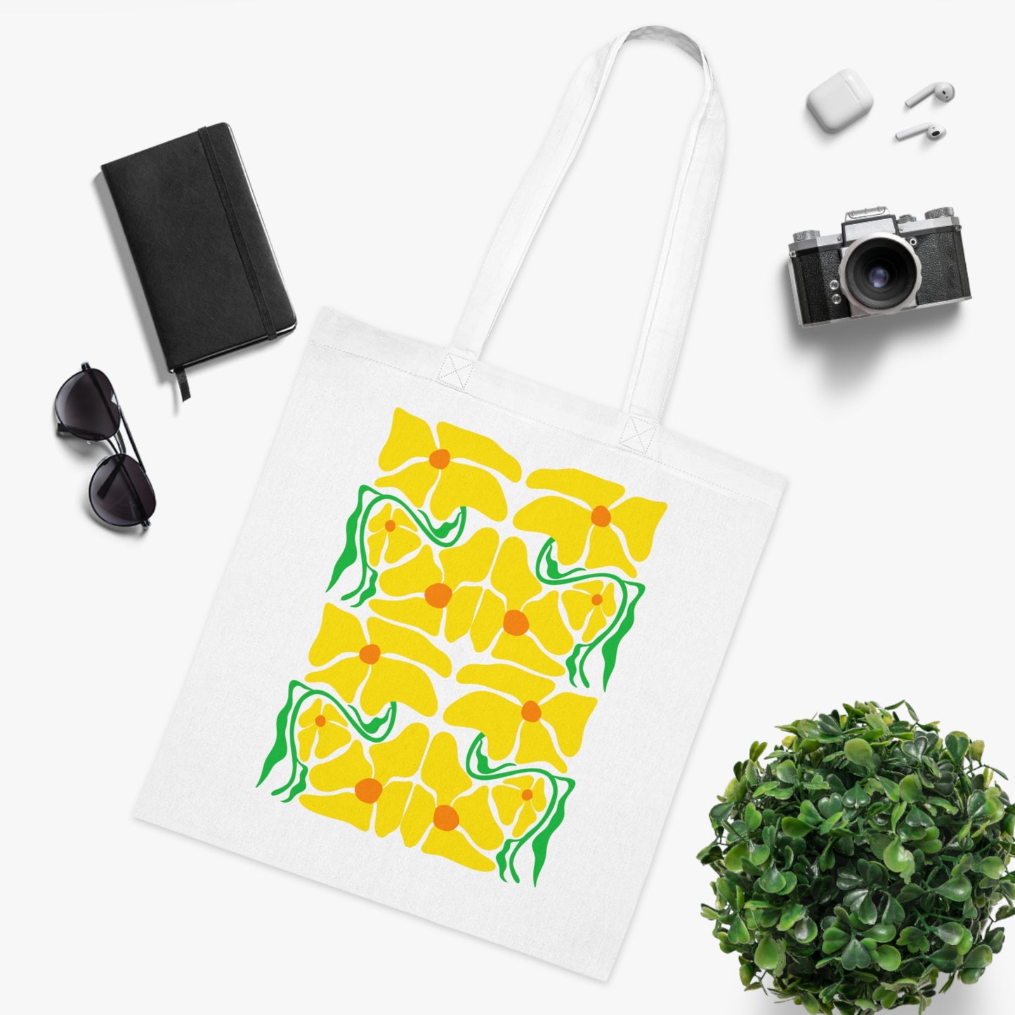 Abstract flowers 12 Cotton Tote