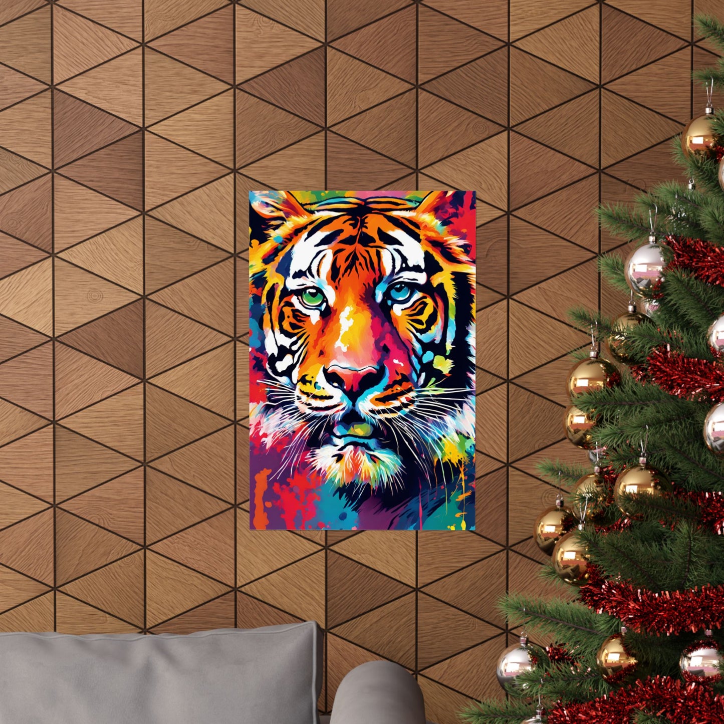 Multicolored Tiger 4 Matte Vertical Poster