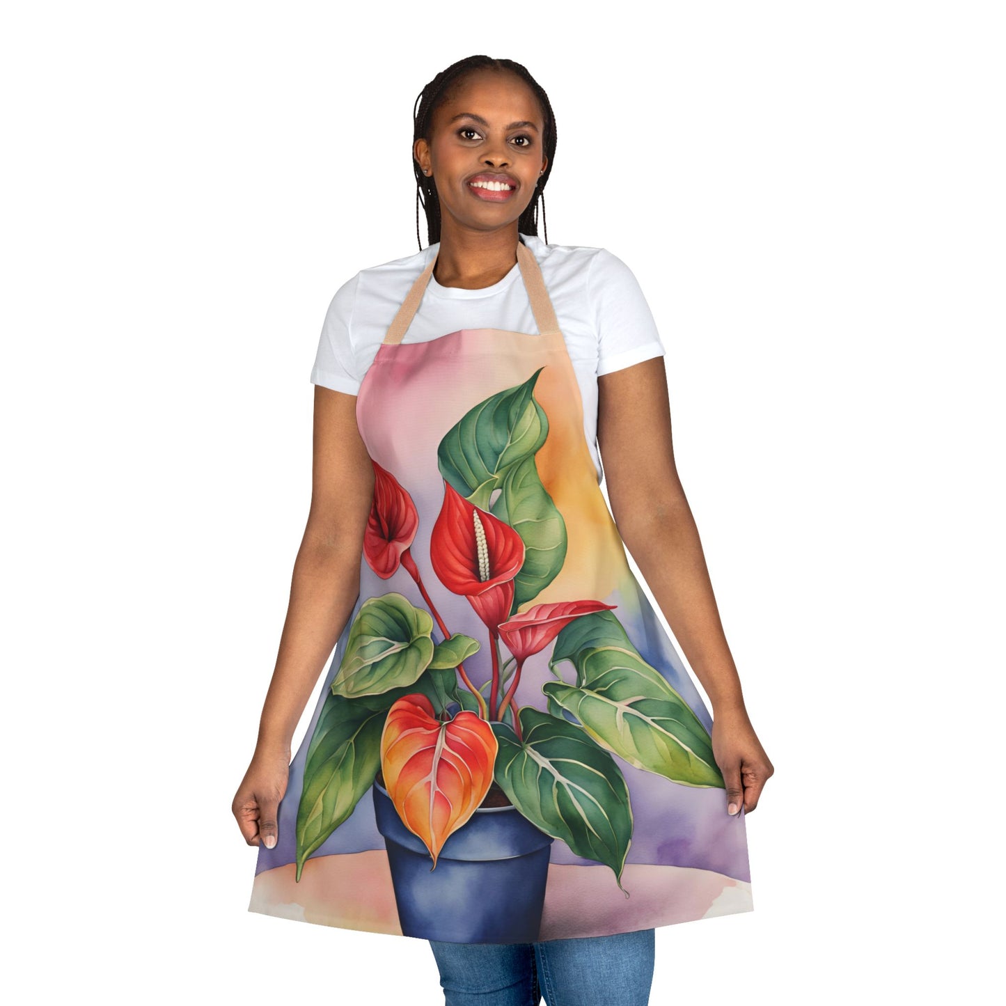 Multicolored Pot Plant 1 Adult Apron (AOP)