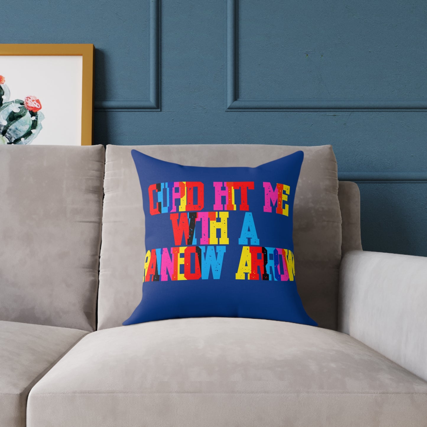 Cupid Hit Me With A Rainbow Arrow Poly Pillow