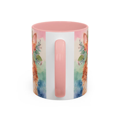 Floral Ginger Cat 01 Accent Coffee Mug - 11oz Perfect for Cat Lovers & Gifts