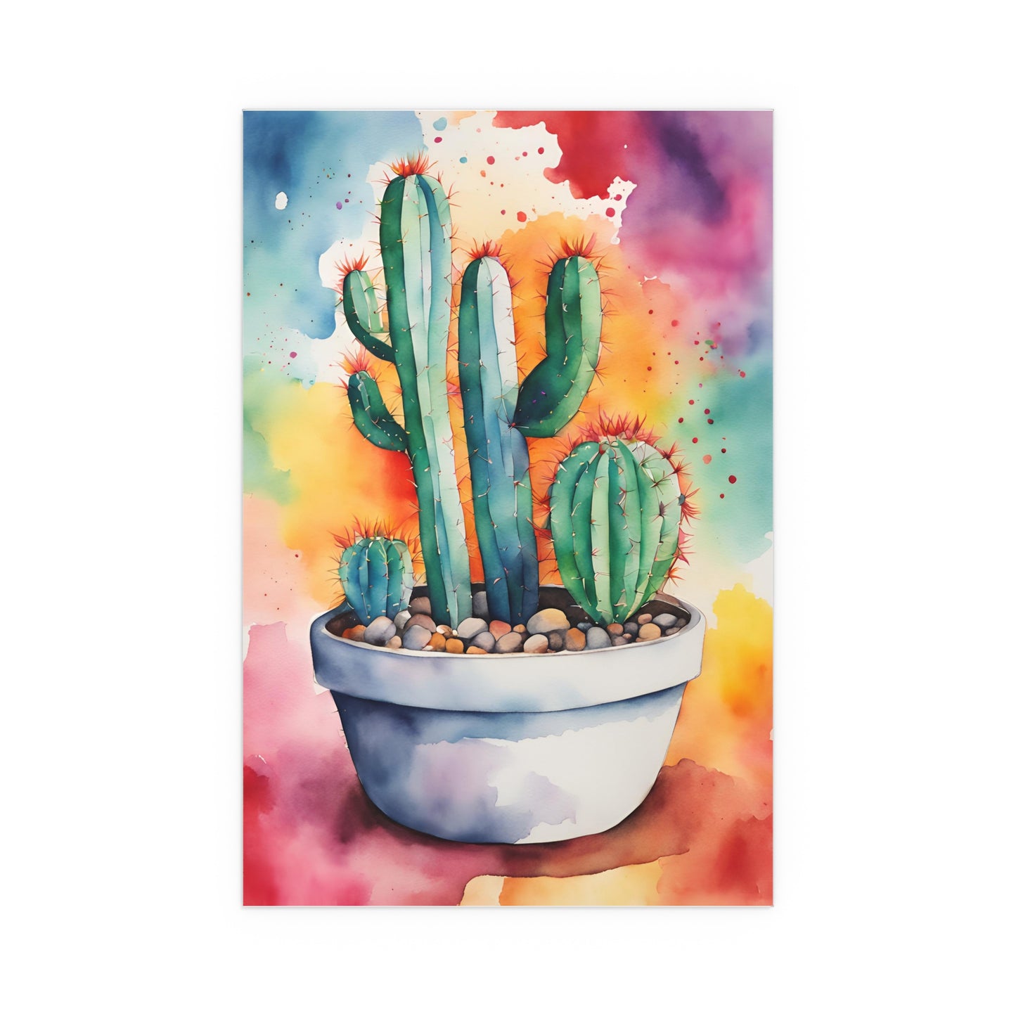 Multicolored Cactus 3 Indoor and Outdoor Silk Poster