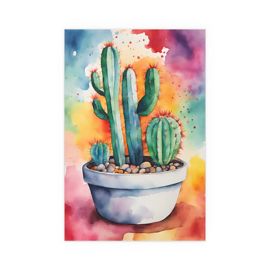 Multicolored Cactus 3 Indoor and Outdoor Silk Poster