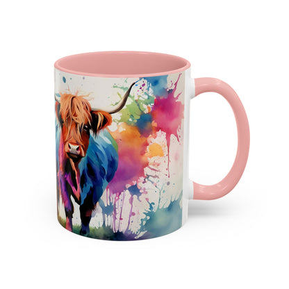 Multicoloured Highland Cow 2 Accent Mug 11oz