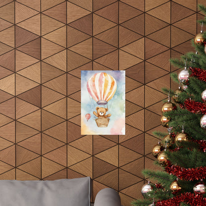 Nursery Teddy in a Hot Air Ballon 2 Matte Vertical Posters