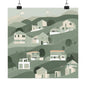 On The Hillside Green 4 Matte Square Posters