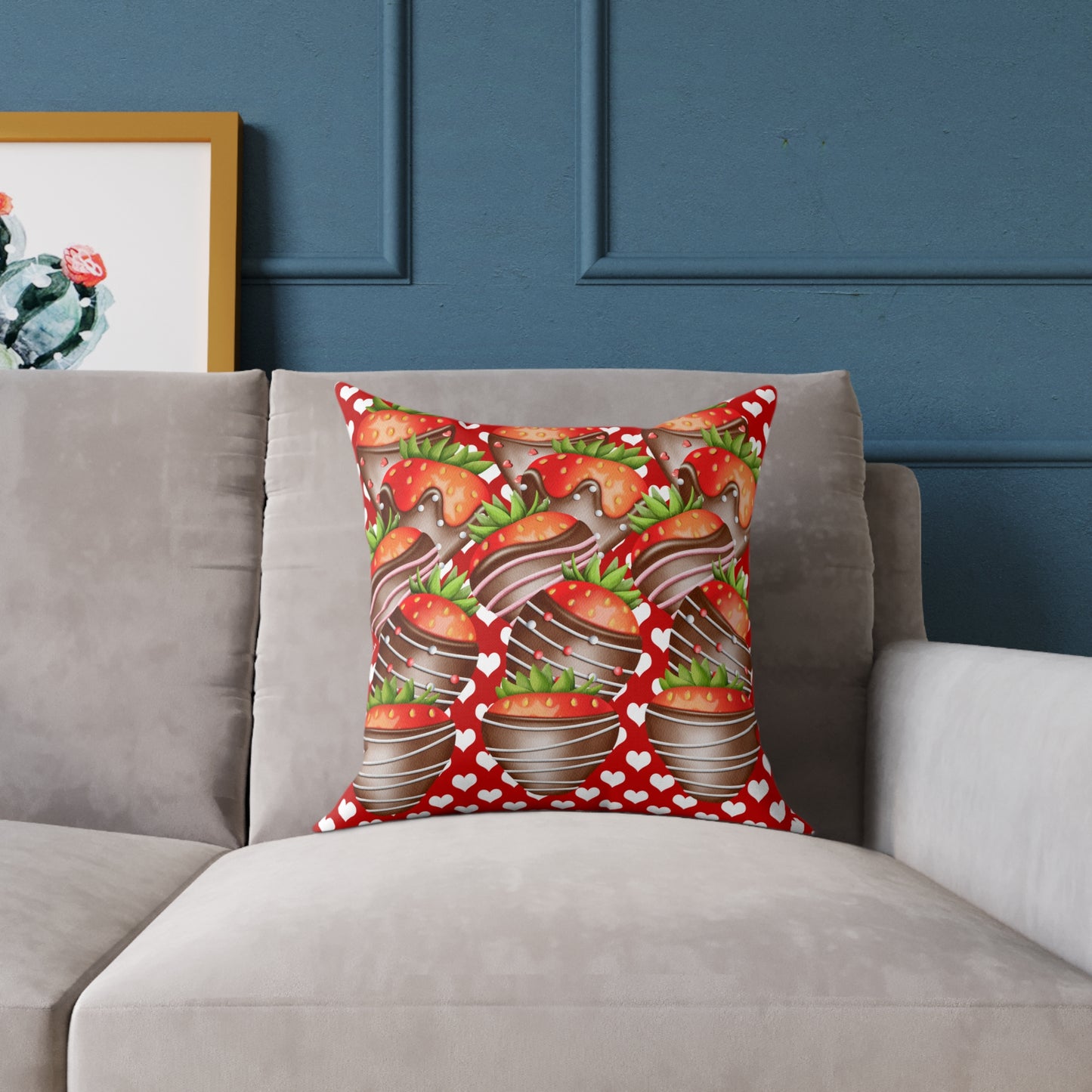 Valentine Chocolate Covered Strawberries 2 Poly Pillow