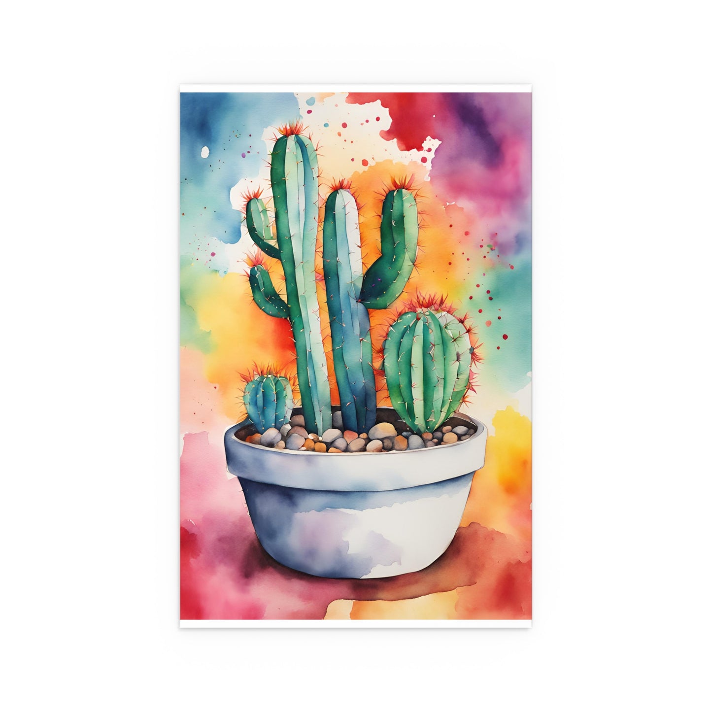 Multicolored Cactus 3 Indoor and Outdoor Silk Poster