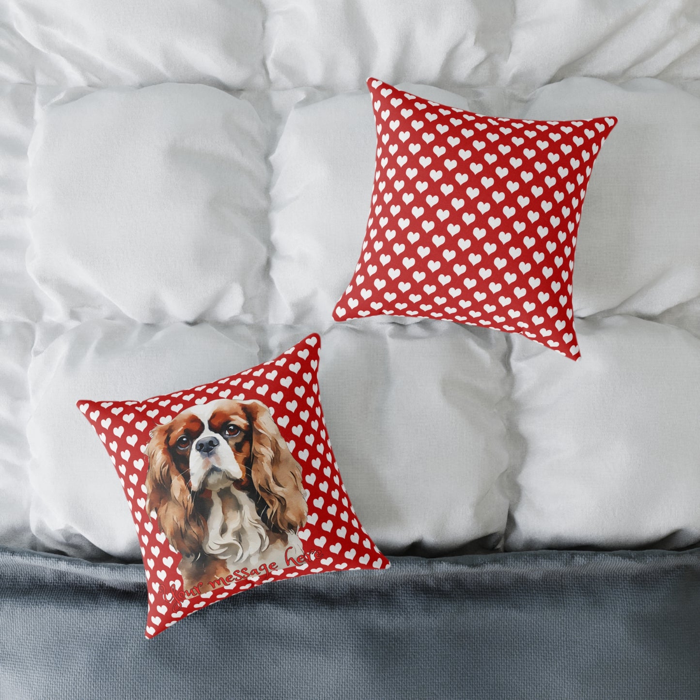 Personalized Valentine Cavalier King Charles Spaniel Poly Cushion/Pillow 5 sizes