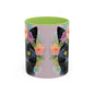 Floral Black Cat 01 Accent Coffee Mug - 11oz Perfect for Cat Lovers & Gifts