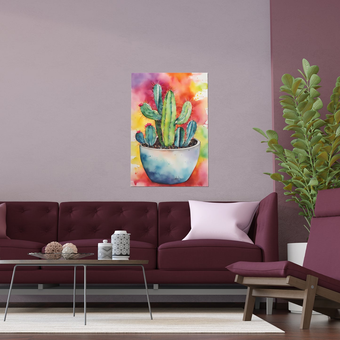 Multicolored Cactus 7 Indoor and Outdoor Silk Poster