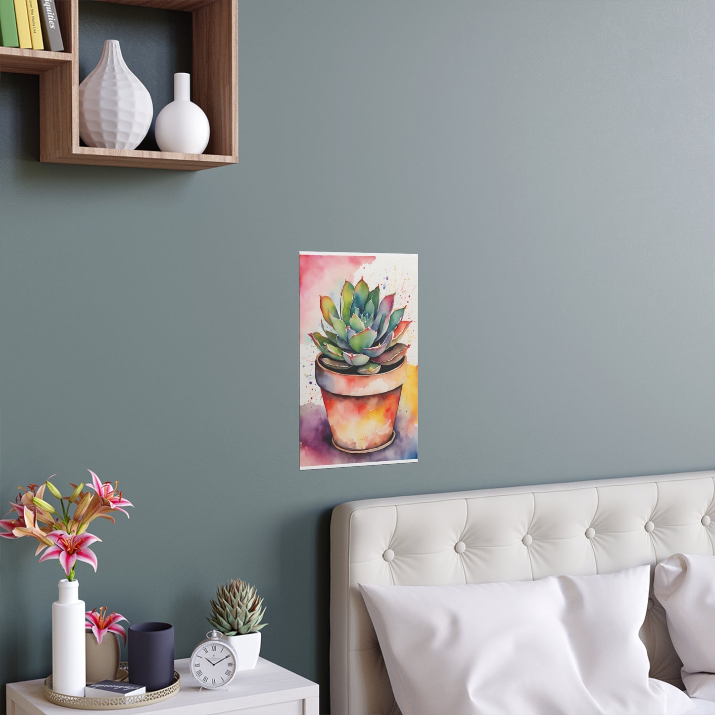Multicolored Succulent 1 Indoor and Outdoor Silk Poster