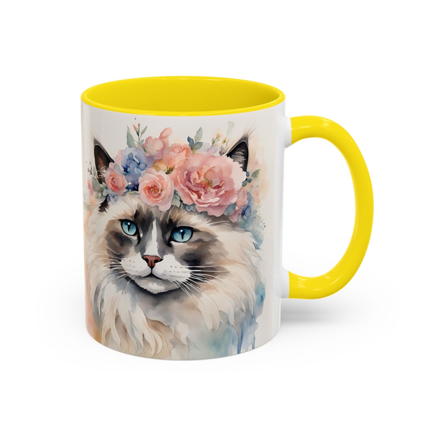 Floral Siamese Cat 04 Accent Coffee Mug - 11oz Perfect for Cat Lovers & Gifts
