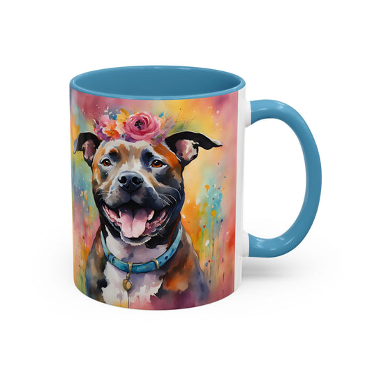 Staffordshire Bull Terrier 04 Accent Coffee Mug - Dog Lover Gift