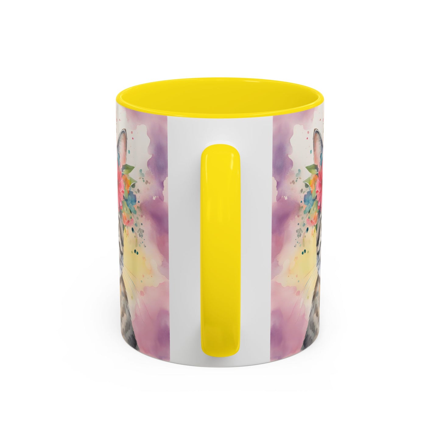 Floral Tabby Cat 02 Accent Coffee Mug - 11oz Perfect for Cat Lovers & Gifts