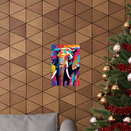 Multicolored Elephant 3 Matte Vertical Poster
