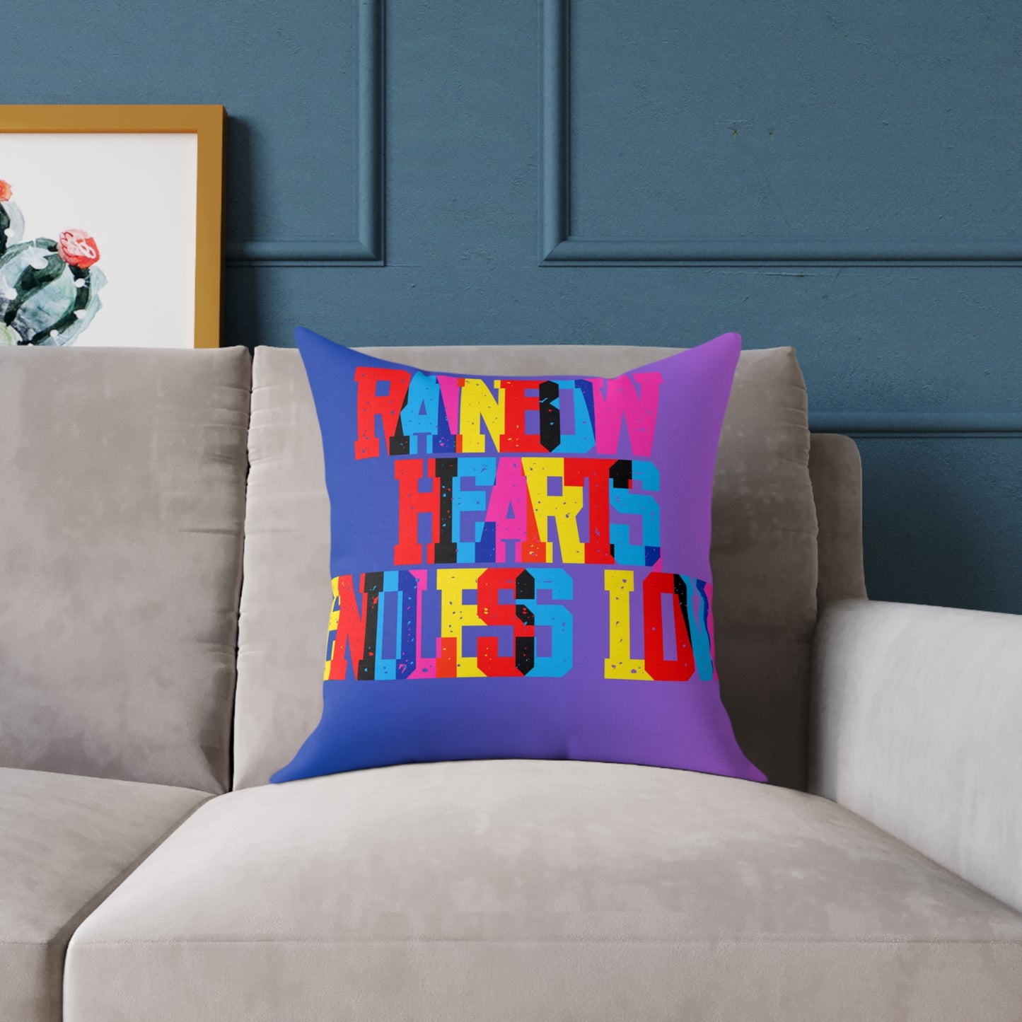Rainbow Hearts Endless Love Poly Pillow