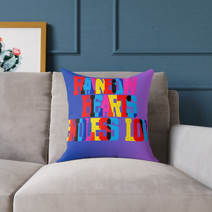 Rainbow Hearts Endless Love Poly Pillow