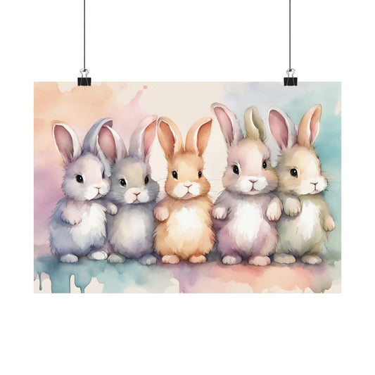 Nursery Bunnies 4 Matte Horizontal Posters