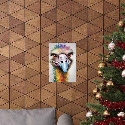 Multicolored Angry Emu 02 Matte Vertical Poster