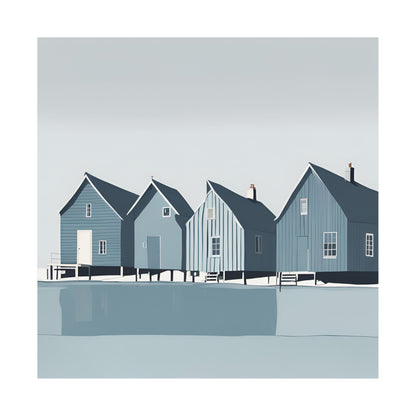 By The Sea Blue 5 Matte Square Posters