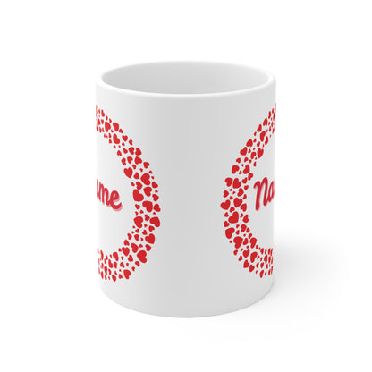 (Personizable) Hearts Valentines Mug Ceramic 11oz