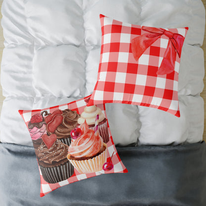 Valentine Cup Cakes Poly Pillow