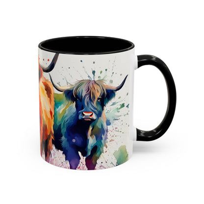 Multicoloured Highland Cow 4 Accent Mug 11oz