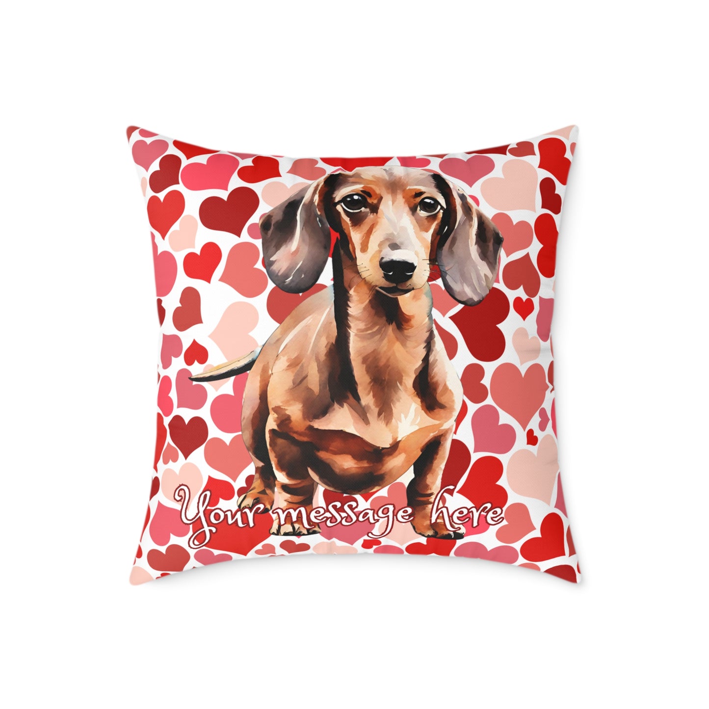 Personalized Valentine Dachshund Poly Cushion/Pillow 5 sizes