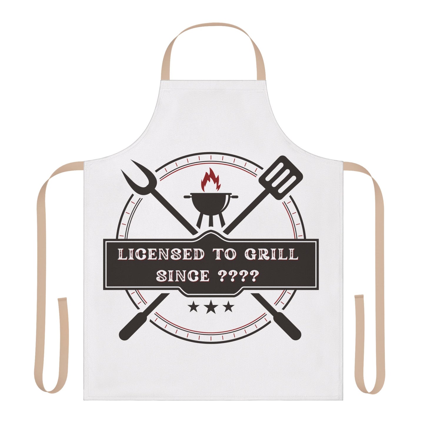 (Personizable) Licensed To Grill Since (????) Funny BBQ Themed Apron 5-Color Straps