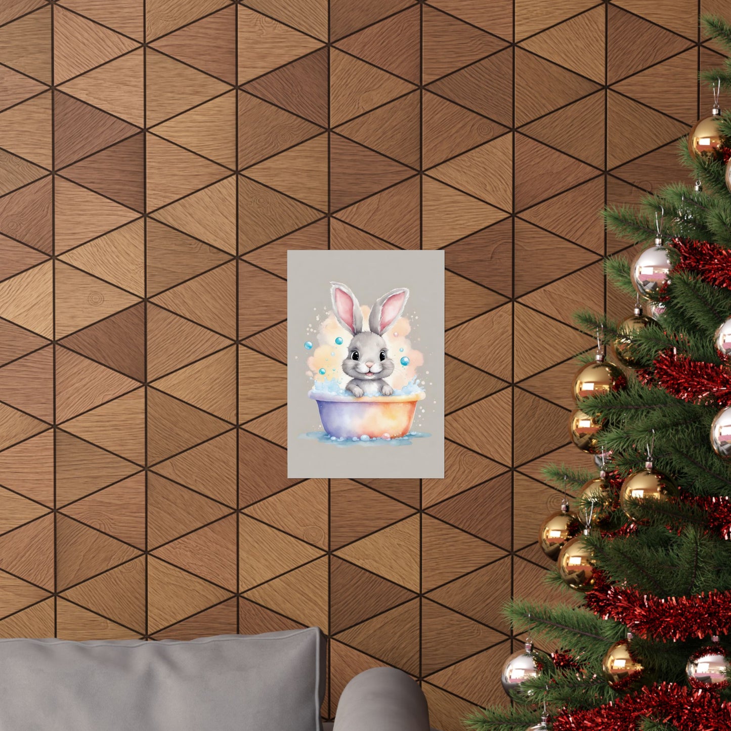 Nursery Bunny in the Bath 3 Matte Vertical Posters
