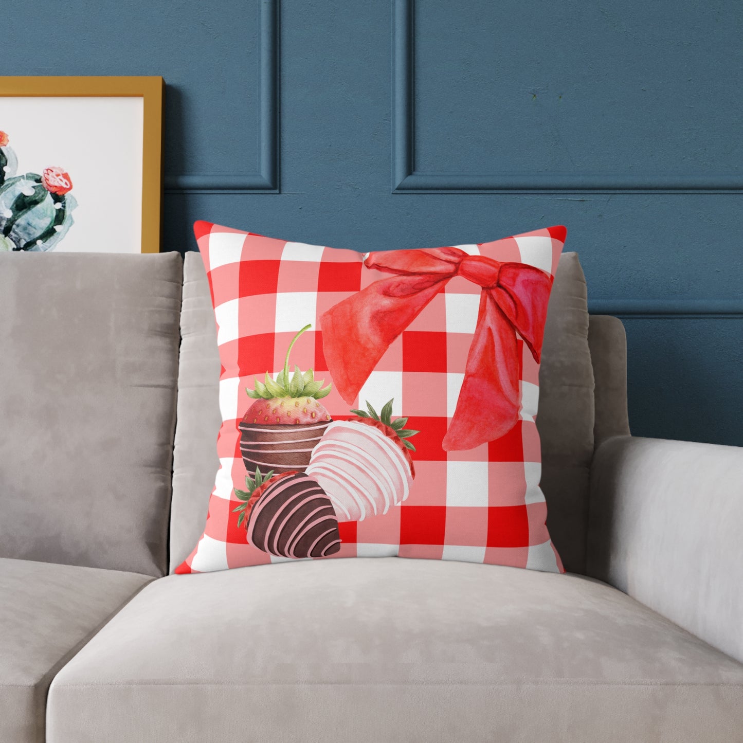 Valentine Chocolate Covered Strawberries 1 Poly Pillow