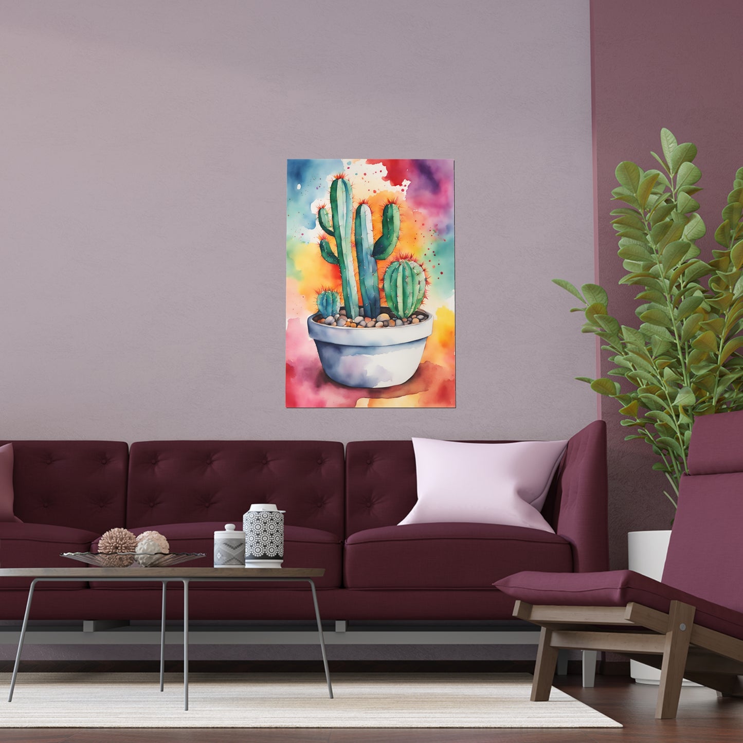 Multicolored Cactus 3 Indoor and Outdoor Silk Poster