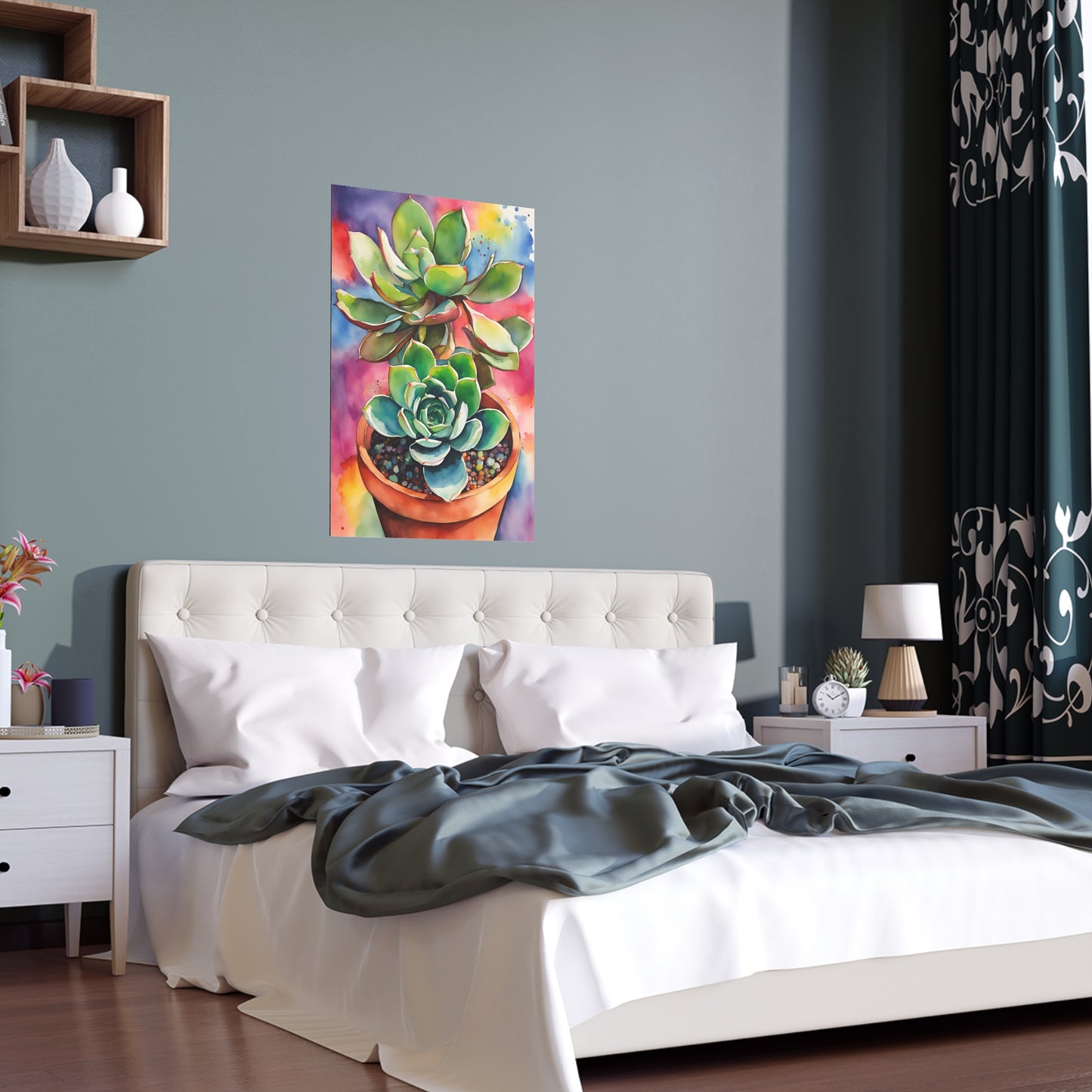 Multicolored Succulent 5 Indoor and Outdoor Silk Poster