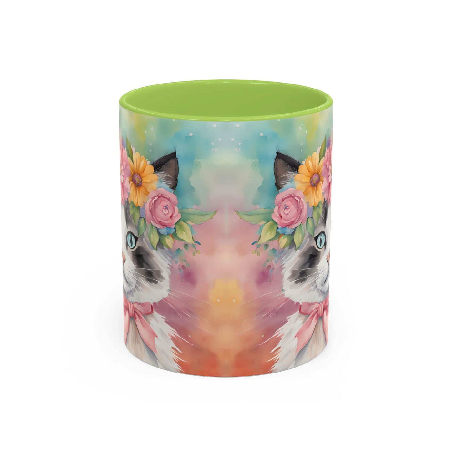 Floral Rag Doll Cat 04 Accent Coffee Mug - 11oz Perfect for Cat Lovers & Gifts