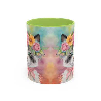 Floral Rag Doll Cat 04 Accent Coffee Mug - 11oz Perfect for Cat Lovers & Gifts