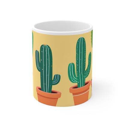 Playful Cacti 1 White Ceramic Mug, 11oz
