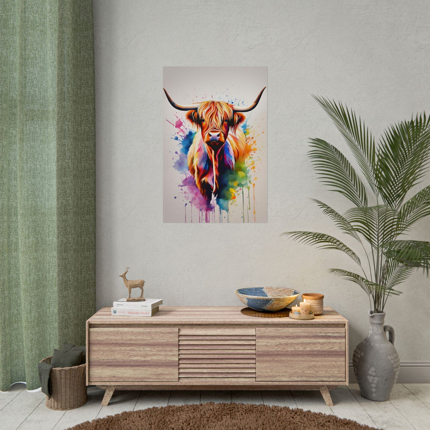 Multicolored Highland Cow 01 Matte Vertical Poster