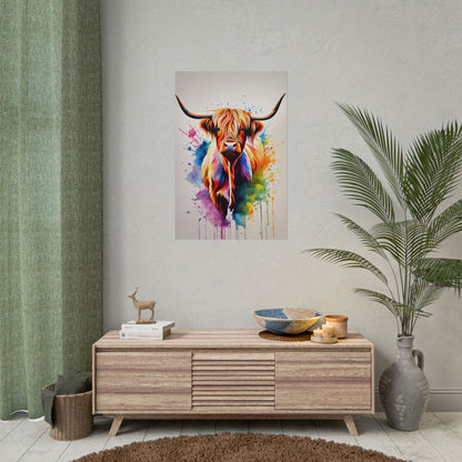 Multicolored Highland Cow 01 Matte Vertical Poster