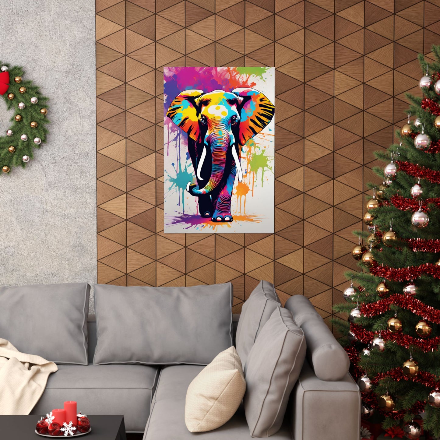 Multicolored Elephant 4 Matte Vertical Poster