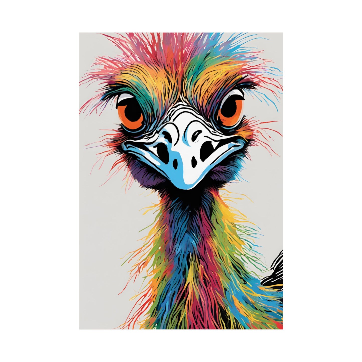 Multicolored Angry Emu 03 Matte Vertical Poster