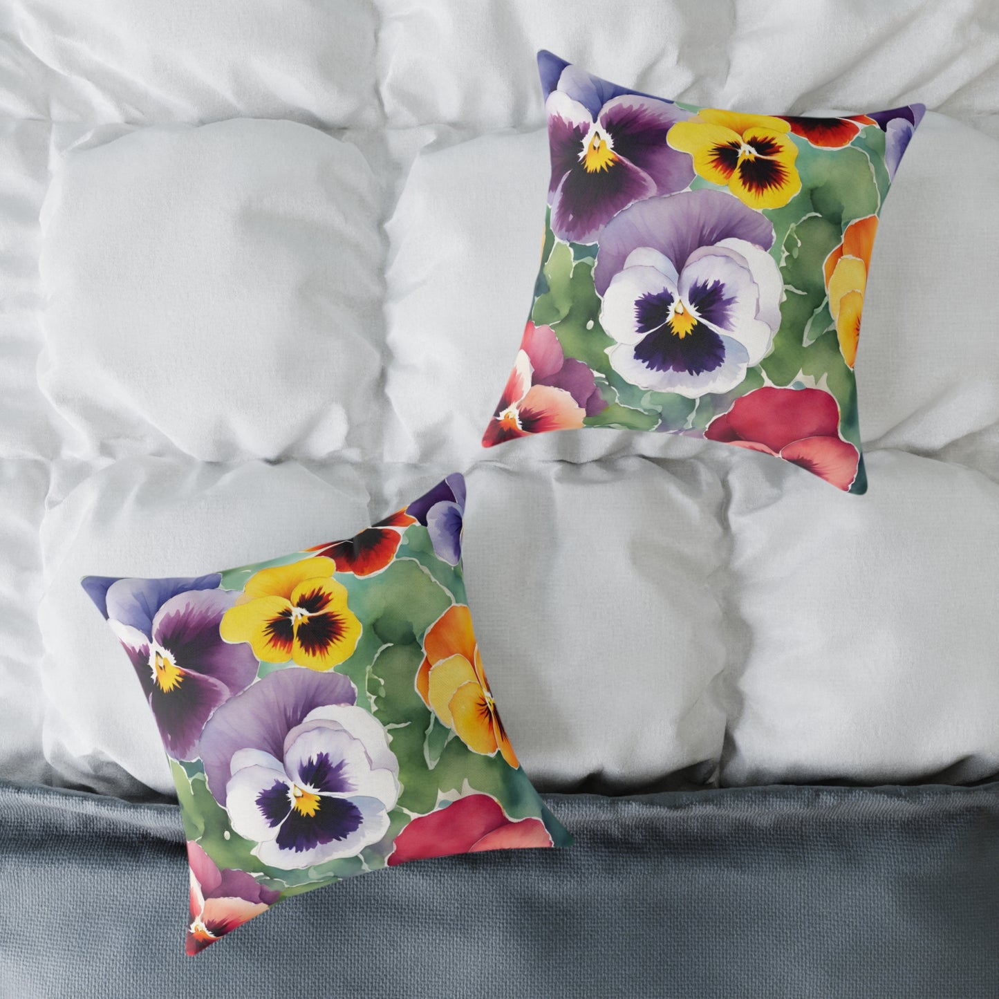 Pansies 02 Poly Pillow - Natures Beauty Design