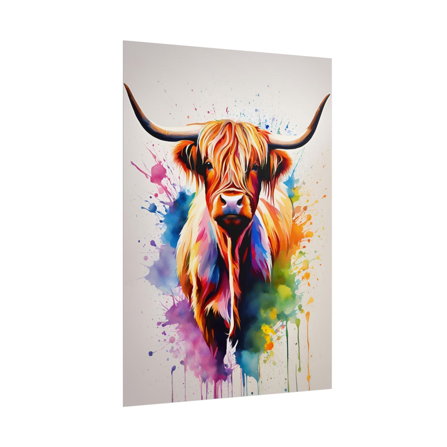 Multicolored Highland Cow 01 Matte Vertical Poster
