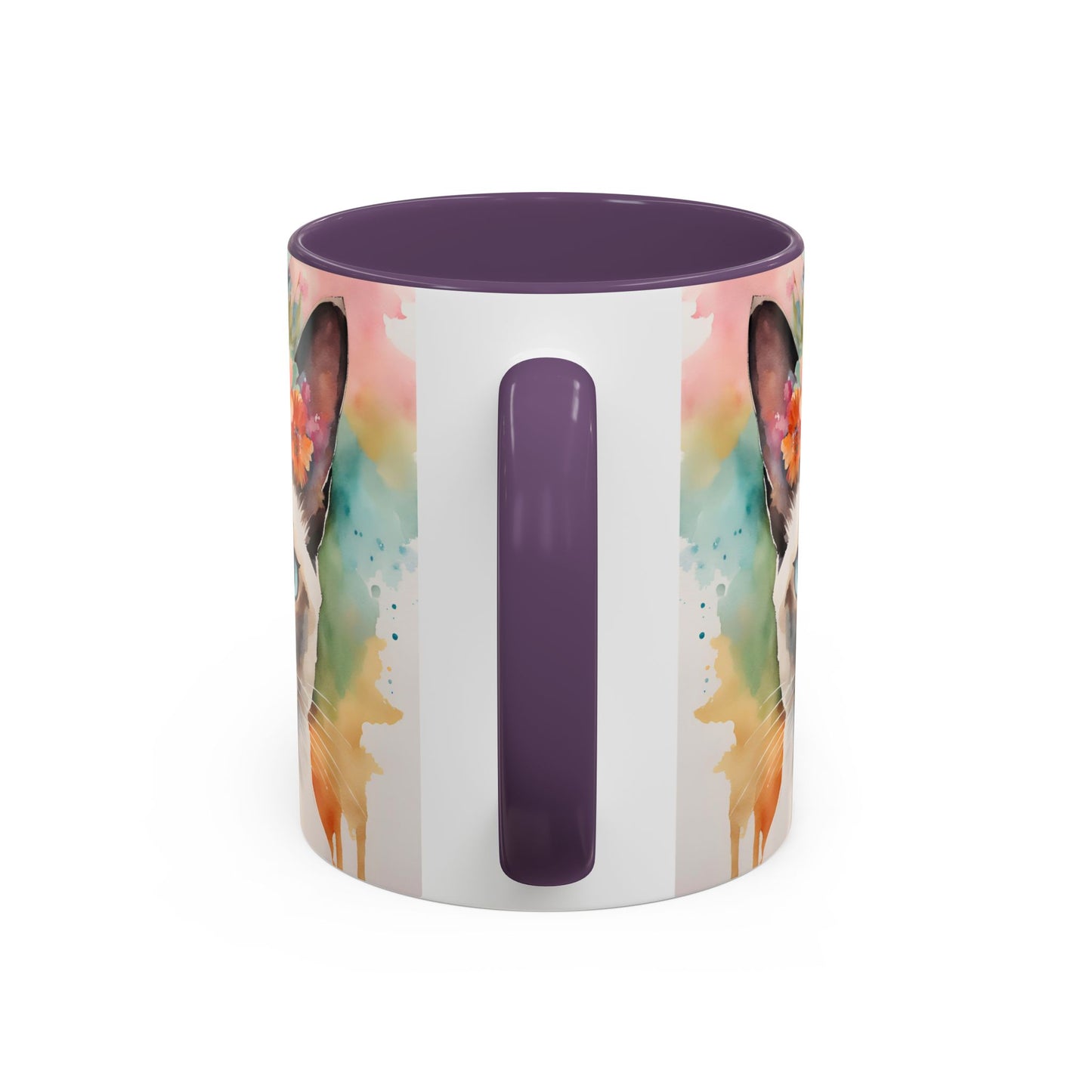 Floral Siamese Cat 02 Accent Coffee Mug - 11oz Perfect for Cat Lovers & Gifts